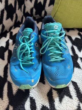 On Running Women's Athletic Sneakers - Blue with Turquoise Laces
